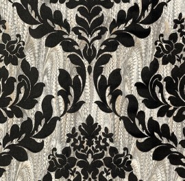 Tapet Faversham, Charcoal Black Luxury Flock, 1838 Wallcoverings, 5.3mp / rola