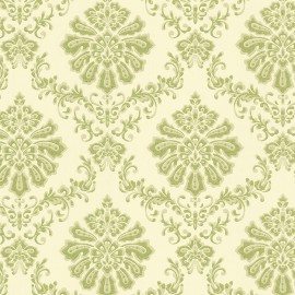 Tapet Broughton, Lime Green Luxury Damask, 1838 Wallcoverings, 5.3mp / rola