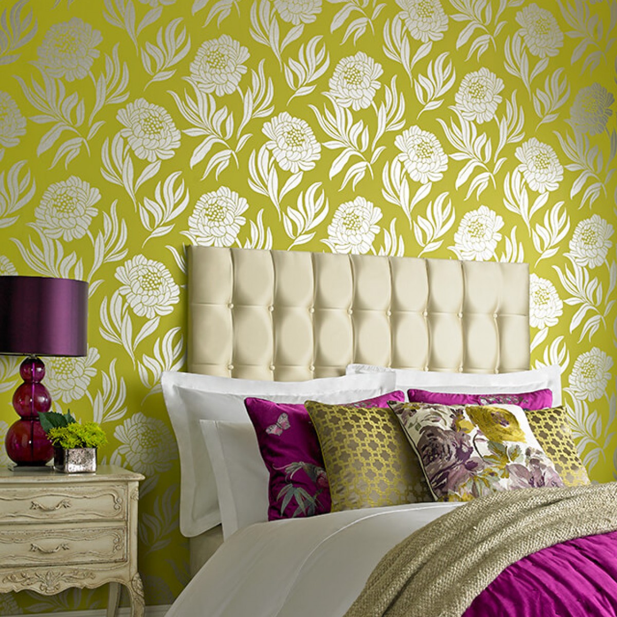 Tapet Chatsworth, Lime Green Luxury Floral, 1838 Wallcoverings, 5.3mp / rola, Tapet living 