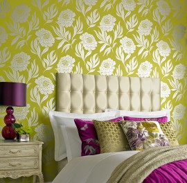 Tapet Chatsworth, Lime Green Luxury Floral, 1838 Wallcoverings, 5.3mp / rola