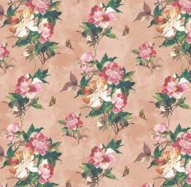 Tapet Madama Butterfly, Coral Rose Luxury Floral, 1838 Wallcoverings, 5.3mp / rola