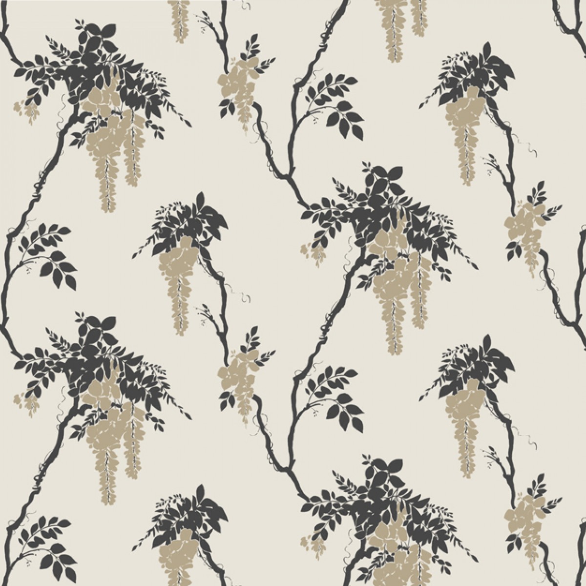 Tapet Leonora, Gold and Black Luxury Floral, 1838 Wallcoverings, 5.3mp / rola, Tapet living 