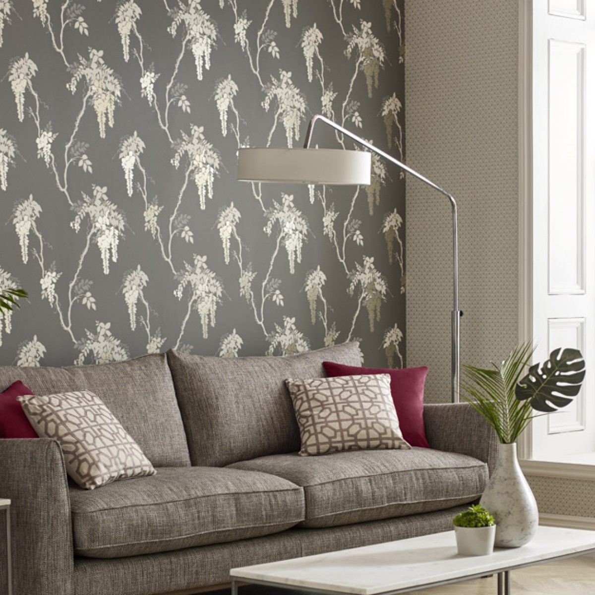 Tapet Leonora, Grey Luxury Floral, 1838 Wallcoverings, 5.3mp / rola, Tapet living 