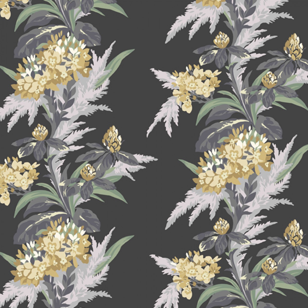 Tapet Aurora, Jet Black Luxury Floral, 1838 Wallcoverings, 5.3mp / rola, Tapet living 