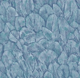 Tapet Tranquil, Lagoon Blue Luxury Feather, 1838 Wallcoverings, 5.3mp / rola