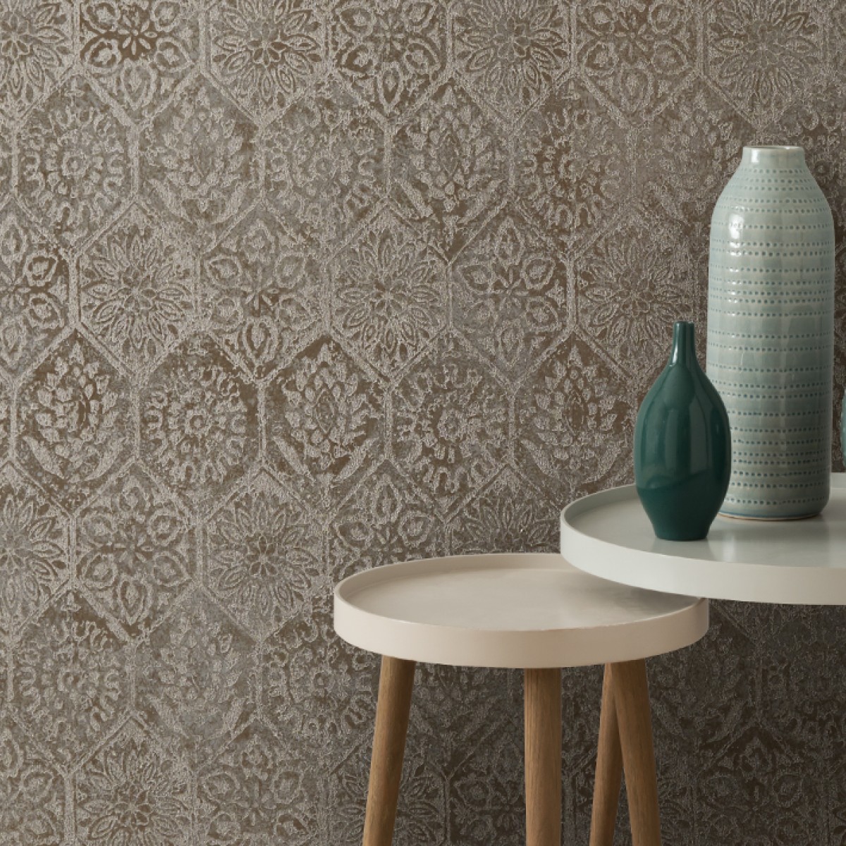 Tapet Palazzo, Burnished Gold Foil Luxury Tile, 1838 Wallcoverings, 5.3mp / rola, Tapet living 