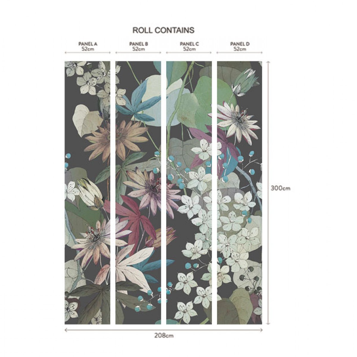 Tapet Clematis, Ebony Black Luxury Floral, 1838 Wallcoverings, 6.5mp / rola, Tapet living