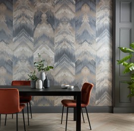 Tapet Reflections, Pewter Silver Luxury Geometric, 1838 Wallcoverings, 6.5mp / rola