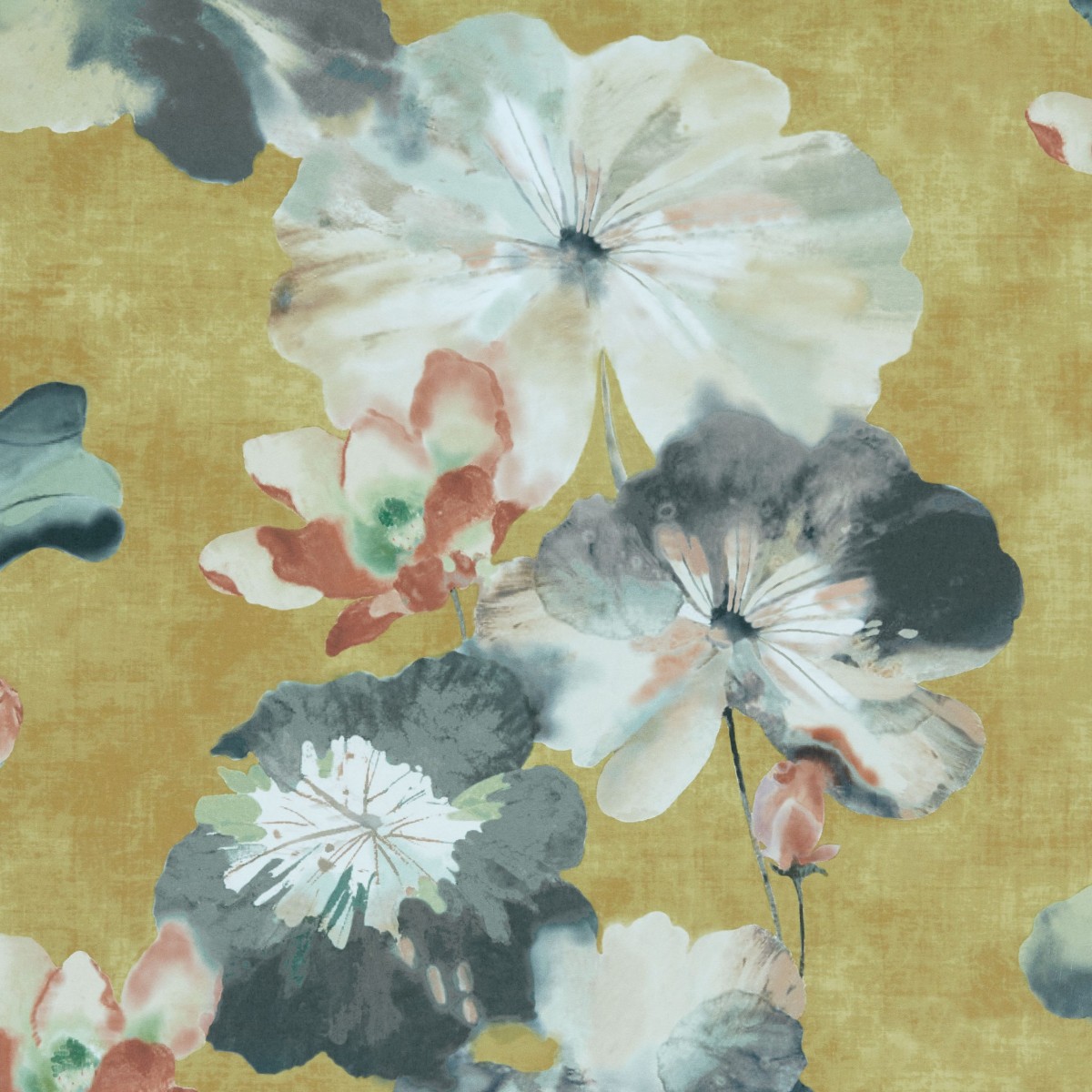 Tapet Water Lilies, Honey Yellow Luxury Floral, 1838 Wallcoverings, 5.3mp / rola, Tapet living 