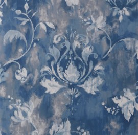 Tapet Ornamenta, Indigo Blue Luxury Damask, 1838 Wallcoverings, 5.3mp / rola