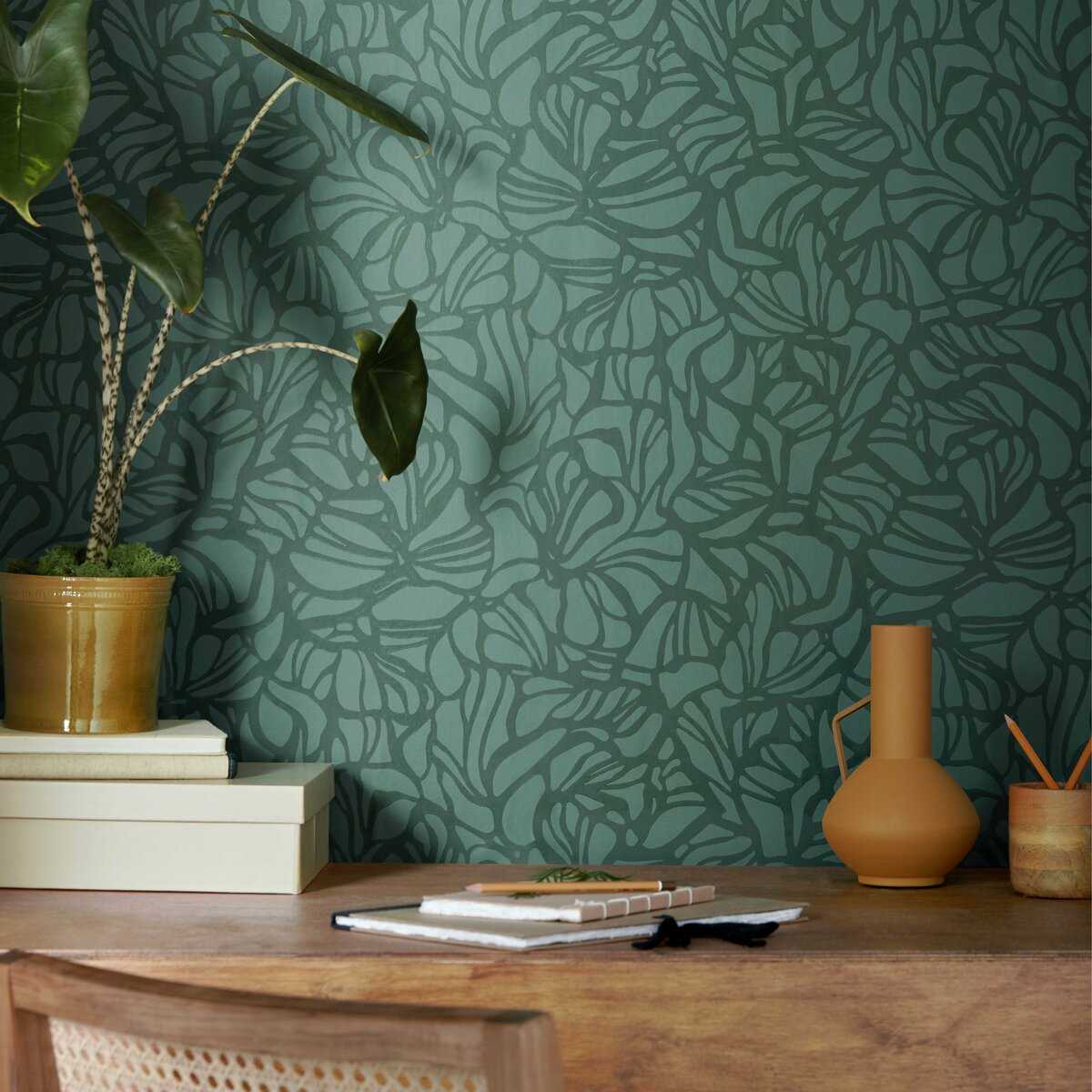 Tapet Purity, Forest Green Luxury Patterned, 1838 Wallcoverings, 5.3mp / rola, Tapet living 