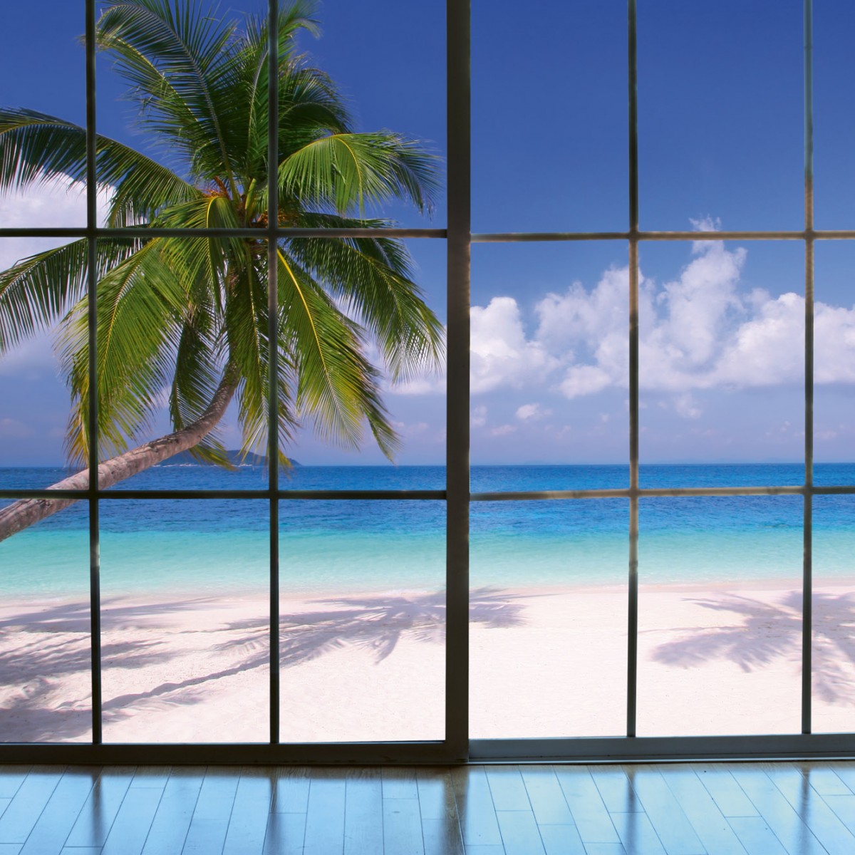 Foto tapet 3D Beach Window View, Dimex, 5 fâșii, 375 x 250cm