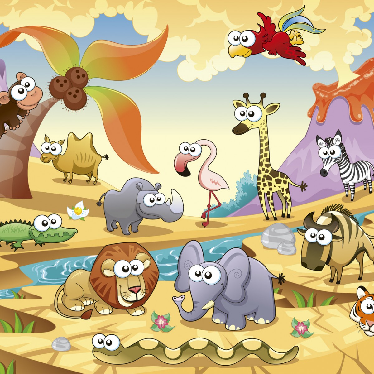 Foto tapet 3D Savanna Animals, Dimex, 5 fâșii, 375 x 250cm