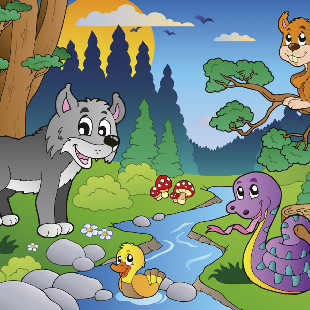 Foto tapet 3D Forest Animals, Dimex, 5 fâșii, 375 x 250cm