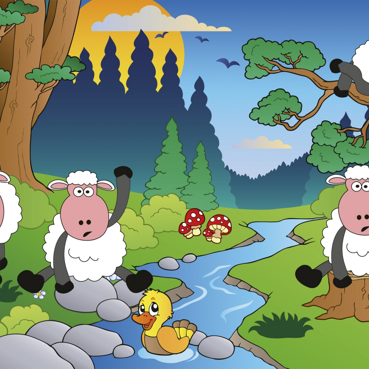 Foto tapet 3D Sheep In Forest, Dimex, 5 fâșii, 375 x 250cm