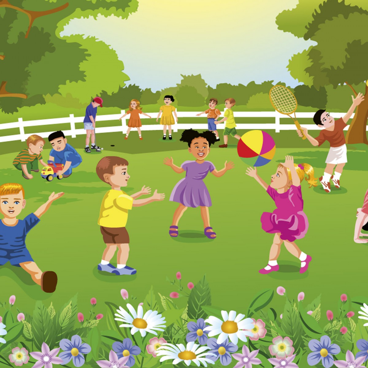 Foto tapet 3D Kids In Garden, Dimex, 5 fâșii, 375 x 250cm