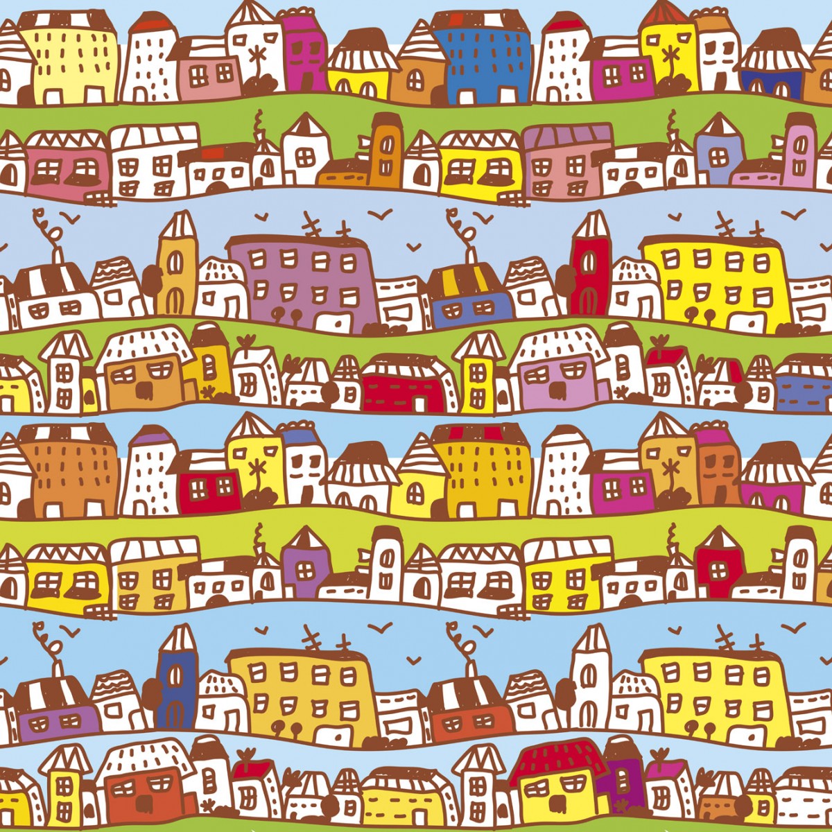 Foto tapet 3D Houses In Town, Dimex, 5 fâșii, 375 x 250cm