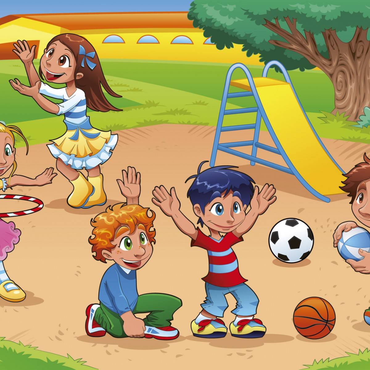 Foto tapet 3D Kids In Playground, Dimex, 5 fâșii, 375 x 250cm
