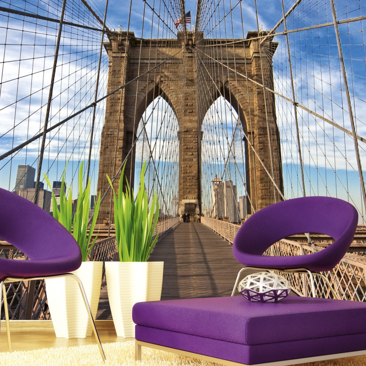 Foto tapet 3D Brooklyn Bridge, Dimex, 5 fâșii, 375 x 250cm