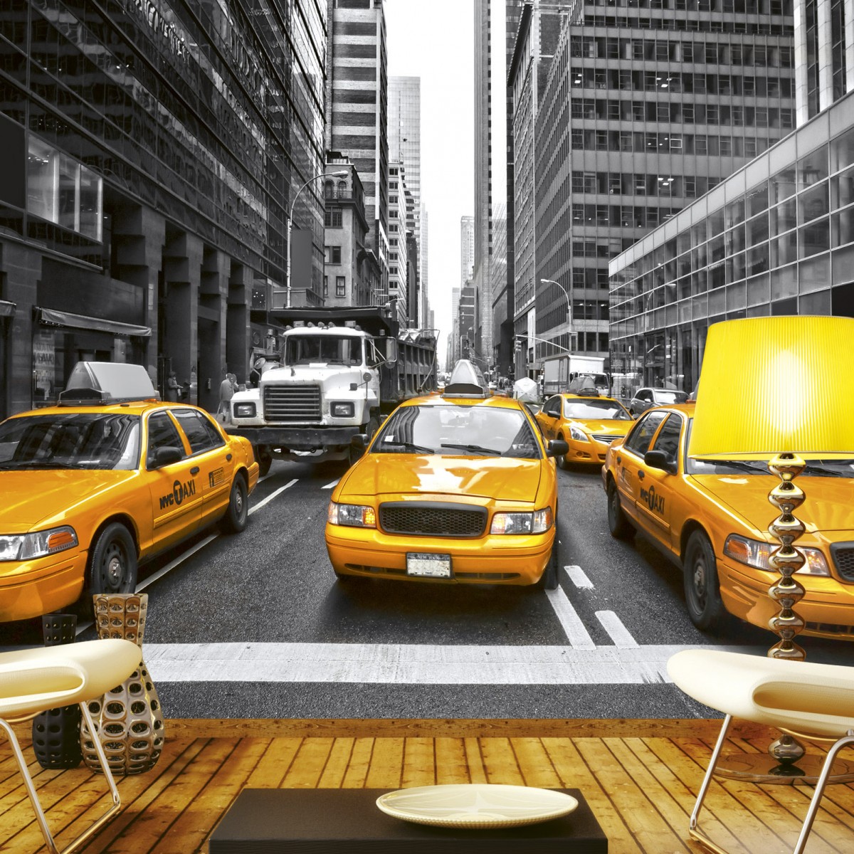 Foto tapet 3D Yellow Taxi, Dimex, 5 fâșii, 375 x 250cm