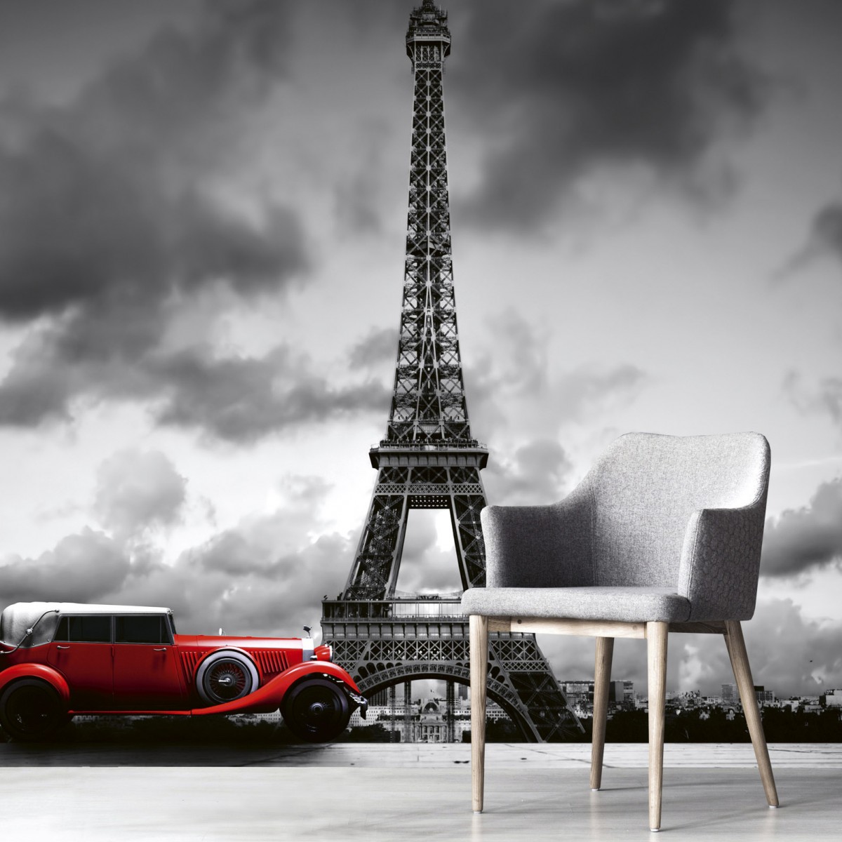Foto tapet 3D Retro Car Paris, Dimex, 5 fâșii, 375 x 250cm