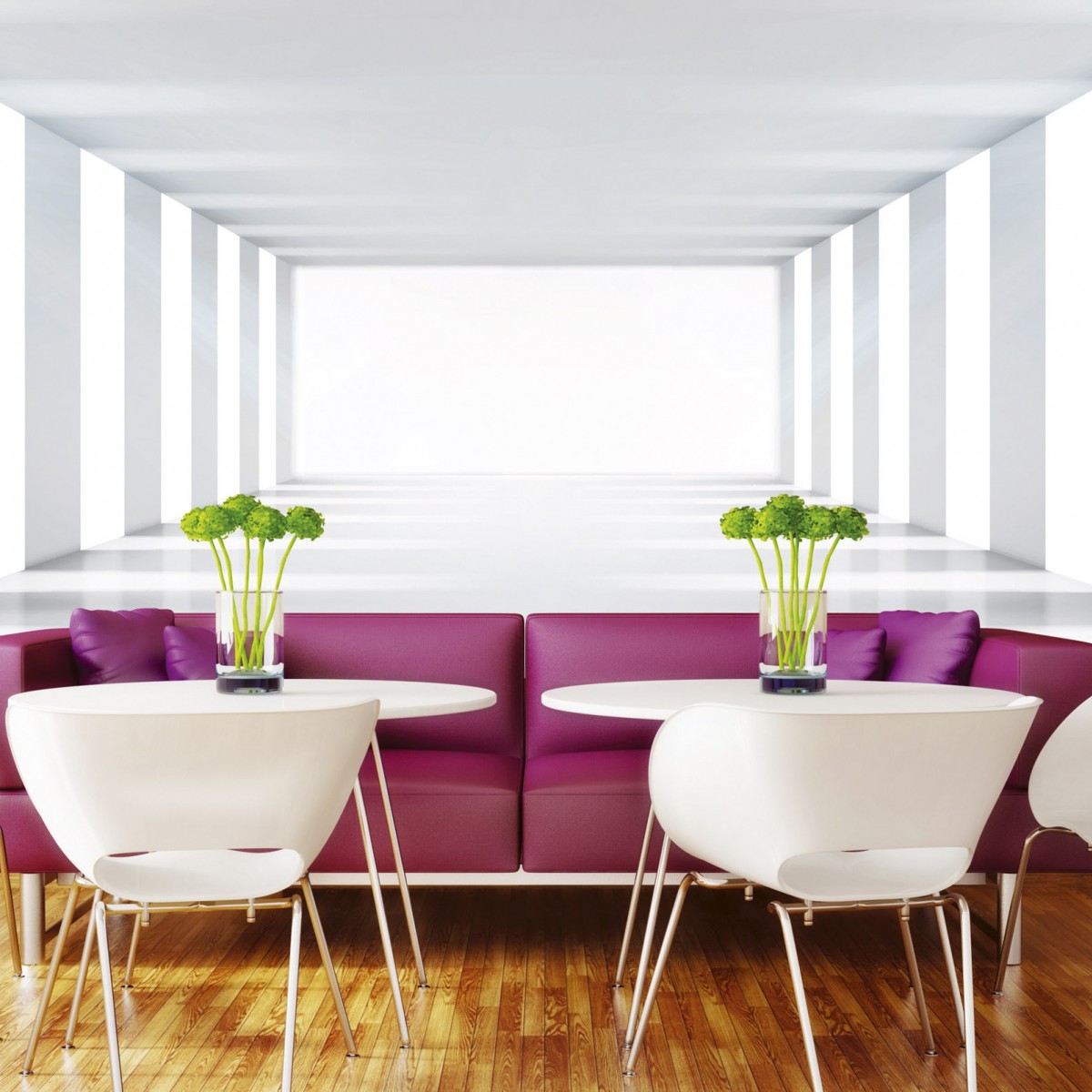 Foto tapet 3D White Corridor, Dimex, 5 fâșii, 375 x 250cm