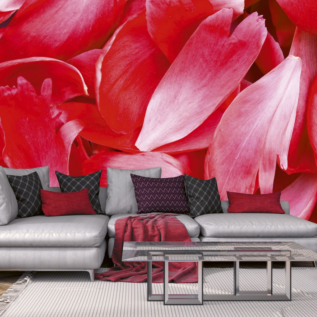 Foto tapet 3D Red Petals, Dimex, 5 fâșii, 375 x 250cm
