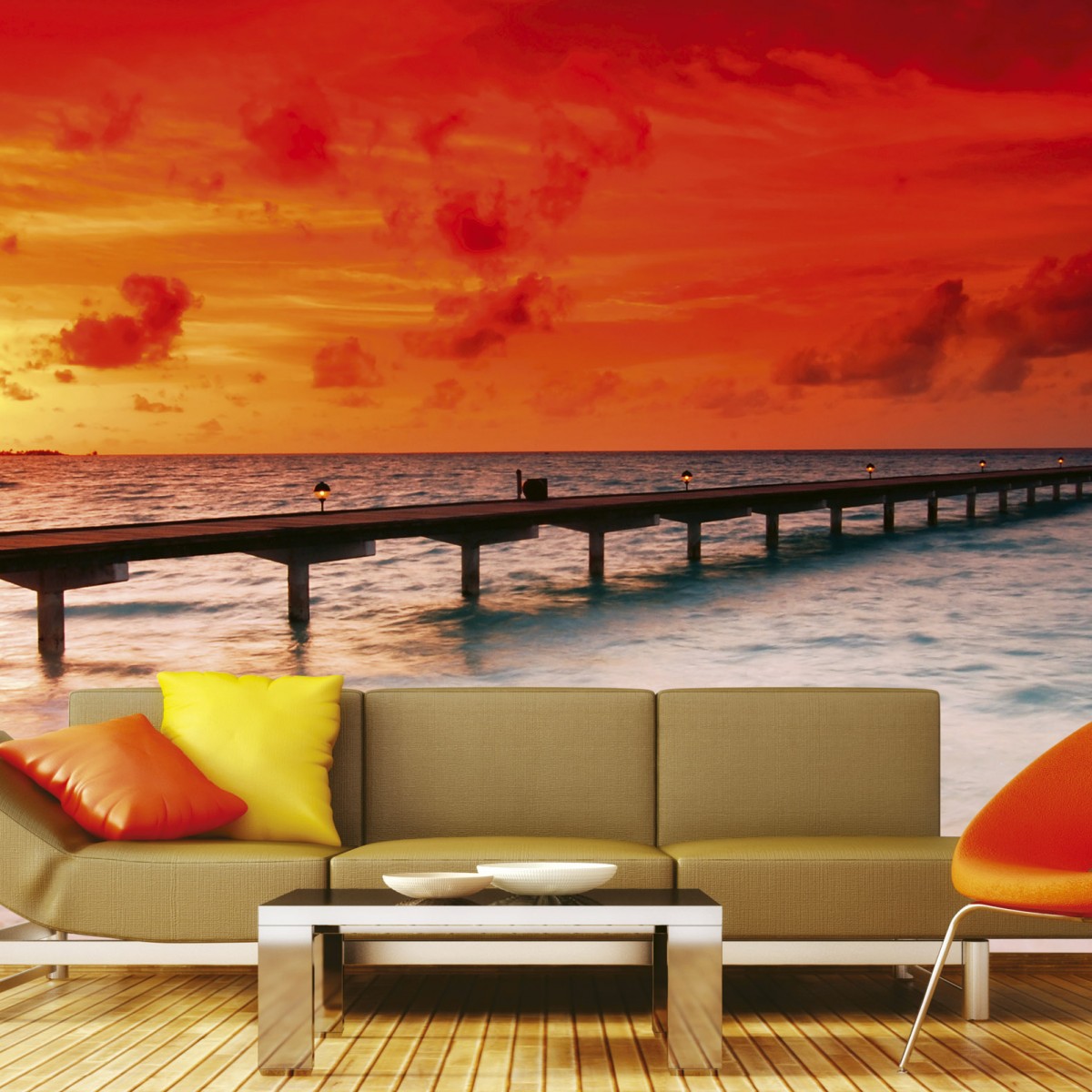 Foto tapet 3D Jetty In Sunset, Dimex, 5 fâșii, 375 x 250cm