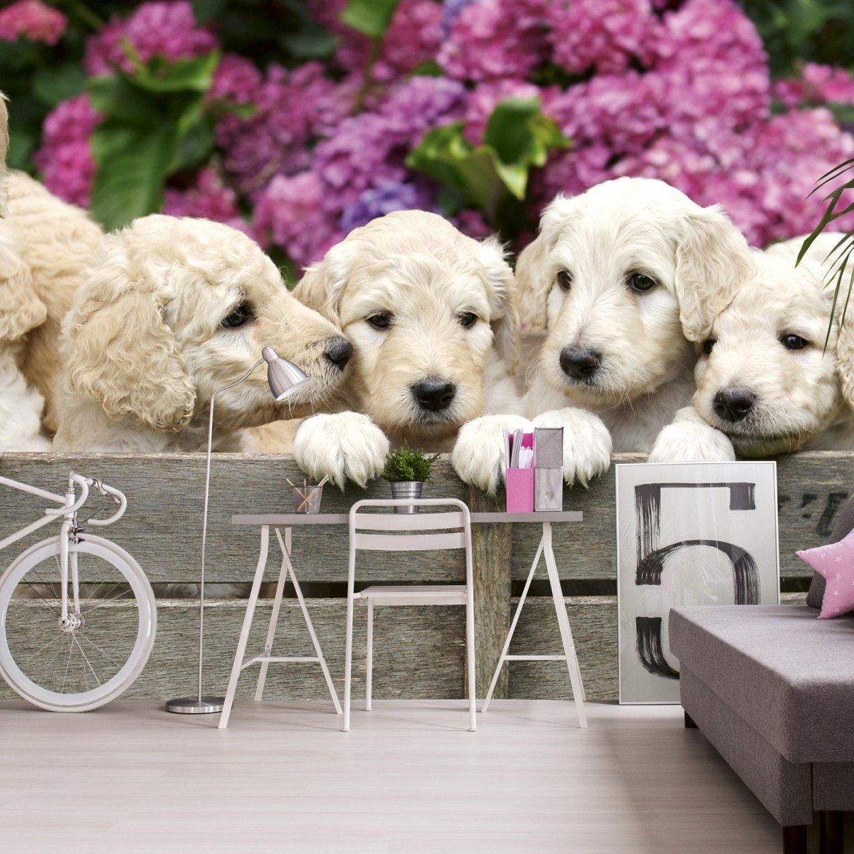 Foto tapet 3D Labrador Puppies, Dimex, 5 fâșii, 375 x 250cm