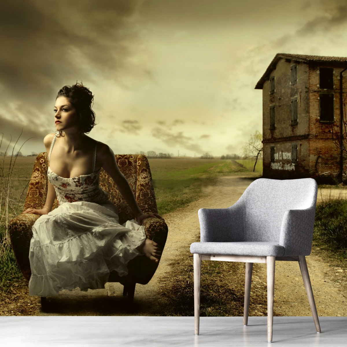 Foto tapet 3D Girl On Armchair, Dimex, 5 fâșii, 375 x 250cm