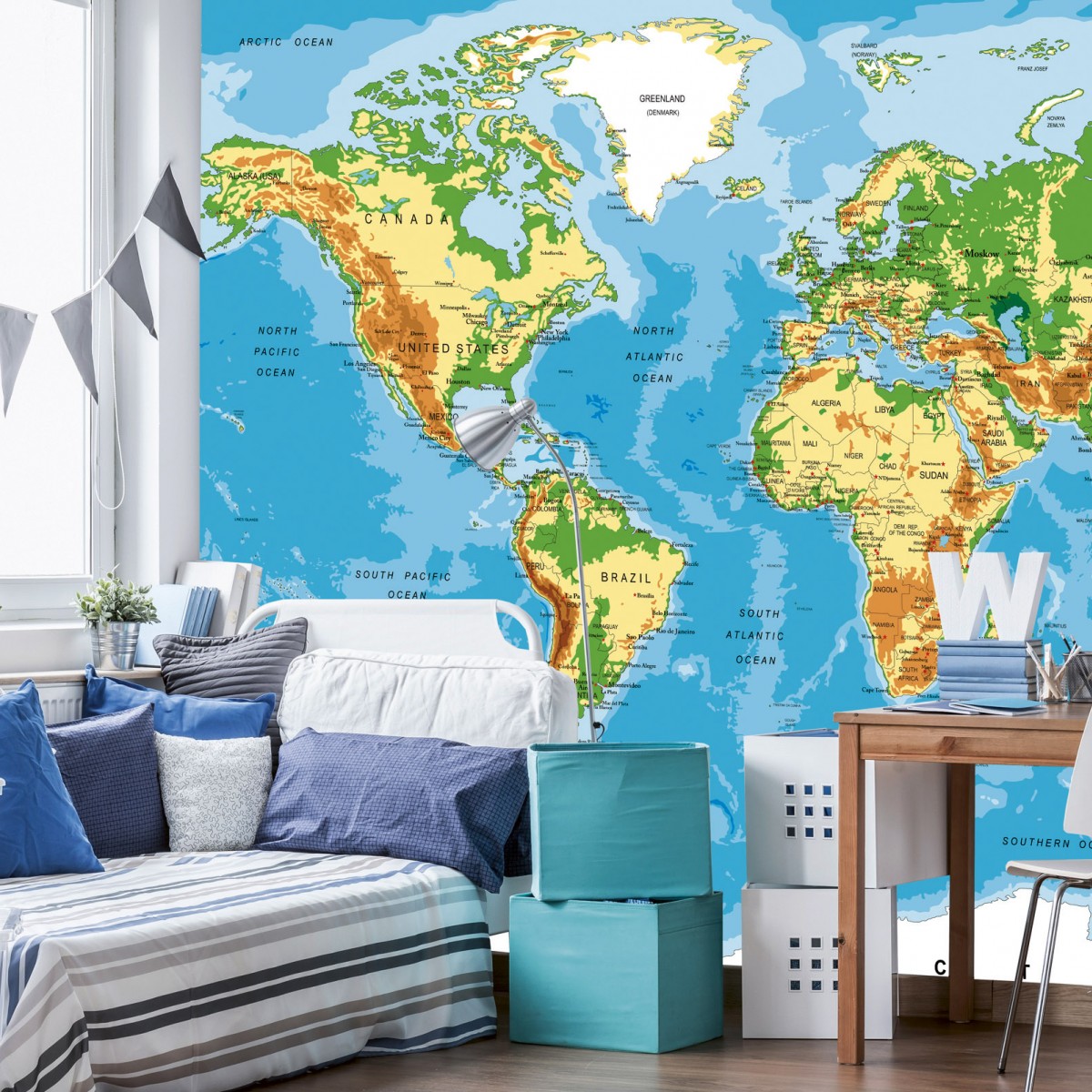 Foto tapet 3D World Map, Dimex, 5 fâșii, 375 x 250cm