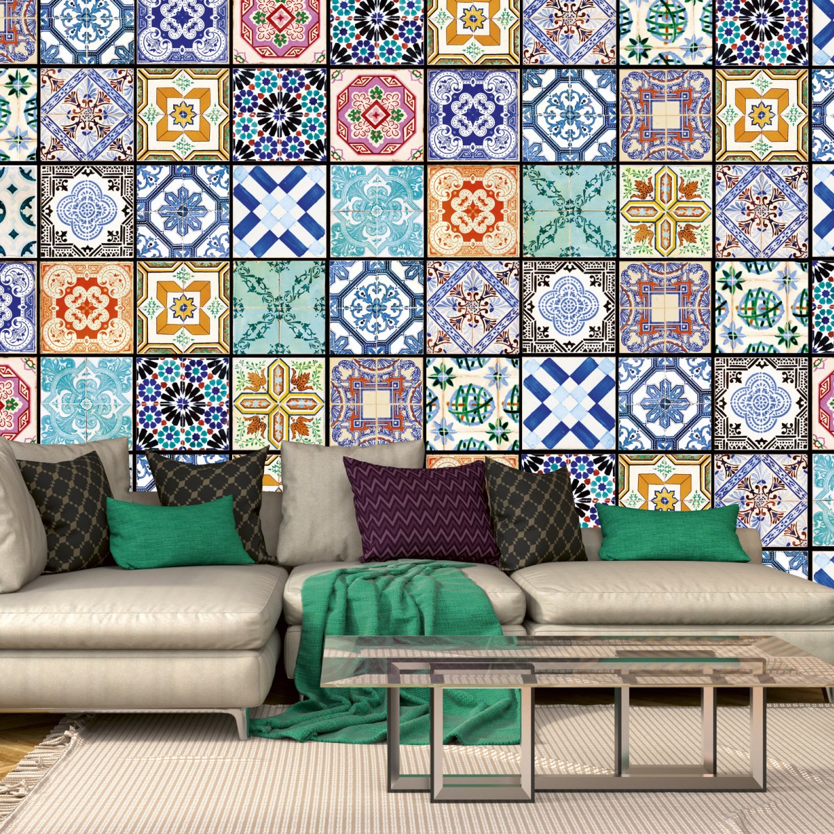 Foto tapet 3D Vintage Tiles, Dimex, 5 fâșii, 375 x 250cm