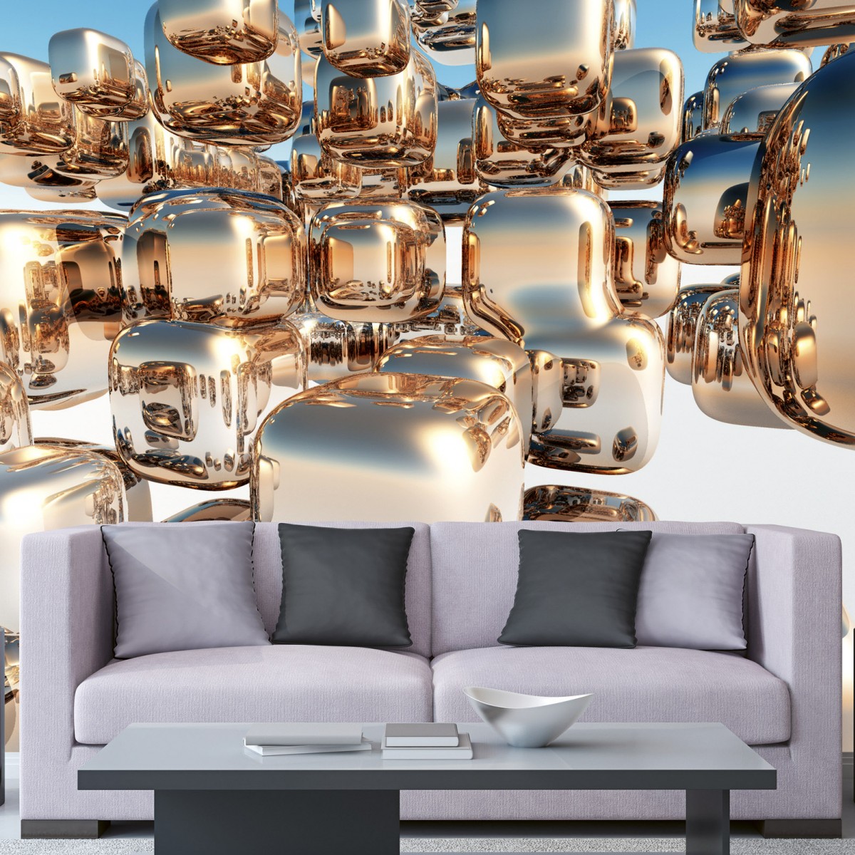 Foto tapet 3D Silver Cubes, Dimex, 5 fâșii, 375 x 250cm