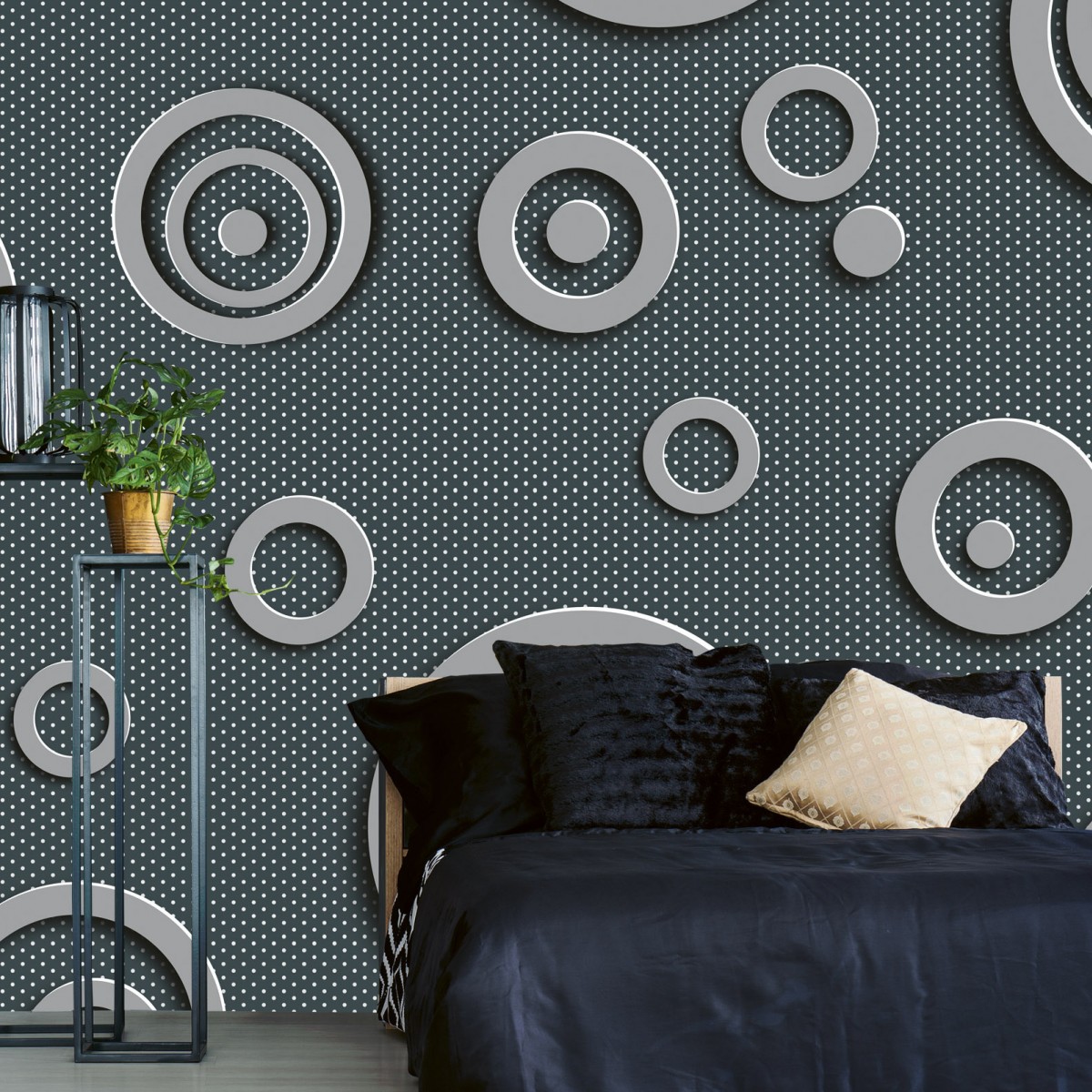 Foto tapet 3D Metal Circles, Dimex, 5 fâșii, 375 x 250cm