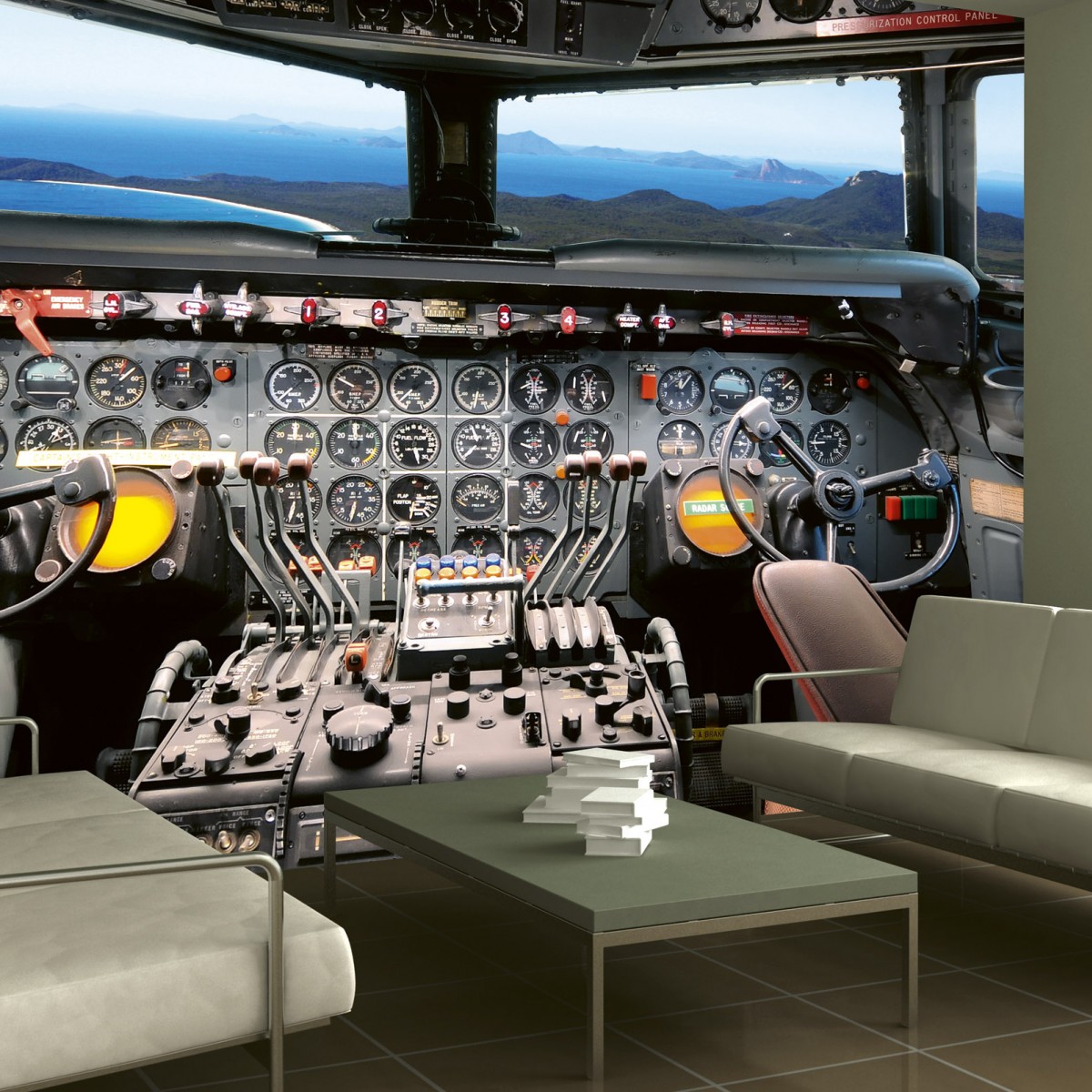 Foto tapet 3D Cockpit View, Dimex, 5 fâșii, 375 x 250cm