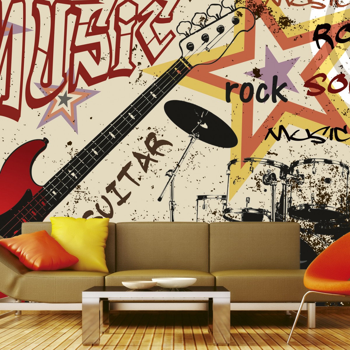 Foto tapet 3D Red Guitar, Dimex, 5 fâșii, 375 x 250cm