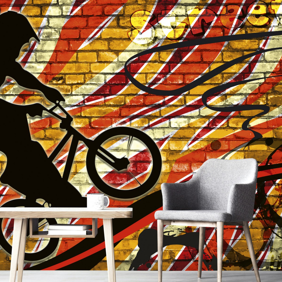 Foto tapet 3D Bicycle Red, Dimex, 5 fâșii, 375 x 250cm