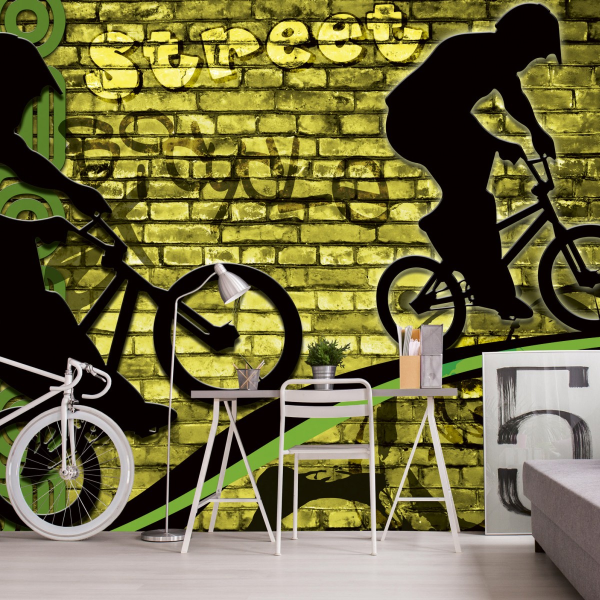Foto tapet 3D Bicycle Green, Dimex, 5 fâșii, 375 x 250cm