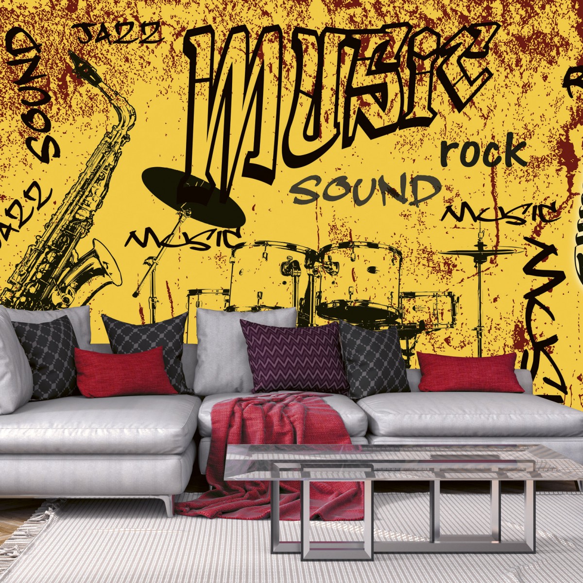 Foto tapet 3D Music Blue, Dimex, 5 fâșii, 375 x 250cm