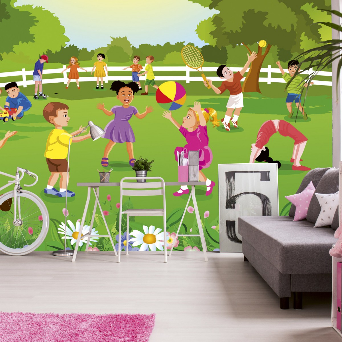 Foto tapet 3D Kids In Garden, Dimex, 5 fâșii, 375 x 250cm