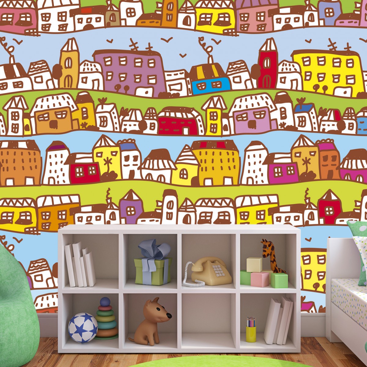 Foto tapet 3D Houses In Town, Dimex, 5 fâșii, 375 x 250cm