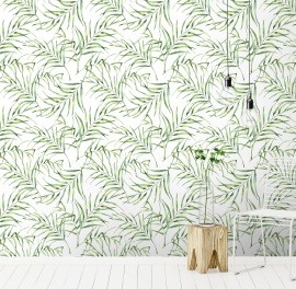 Tapet designer Palm Breeze (Watercolour Palm Leaf) - Feathr