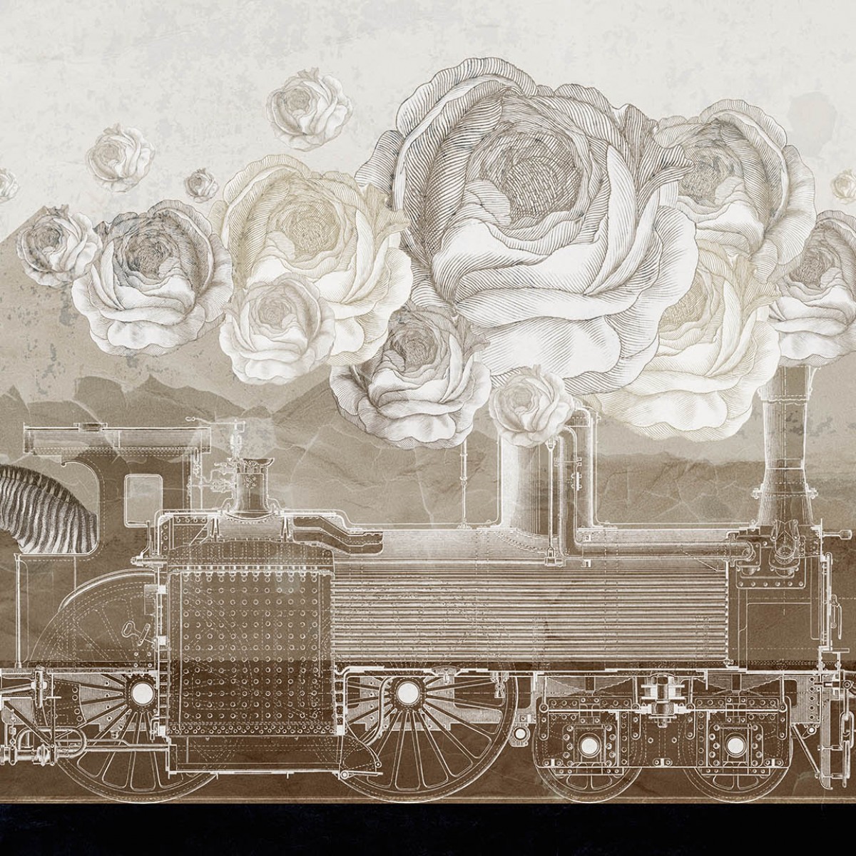 Fototapet contemporan The Locomotive personalizat, Idea Murale