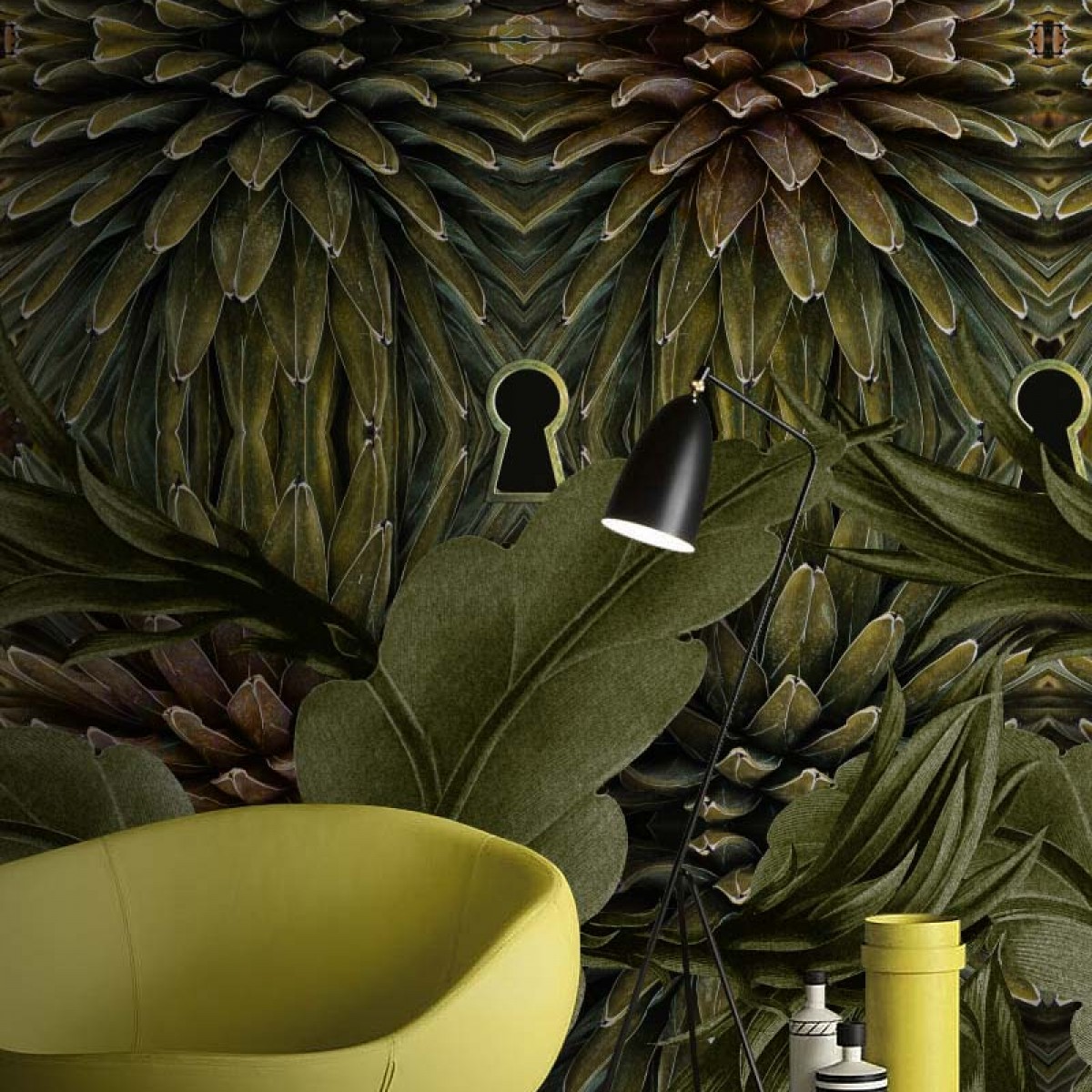 Fototapet contemporan Jungle Secrets, personalizat, idea murale, Fototapet