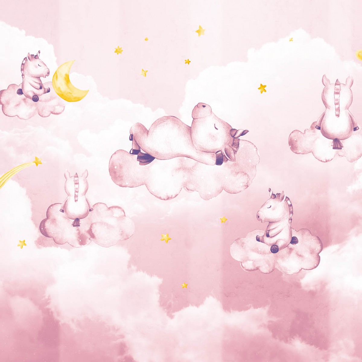 Fototapet contemporan Dreaming Unicorns, personalizat, idea murale
