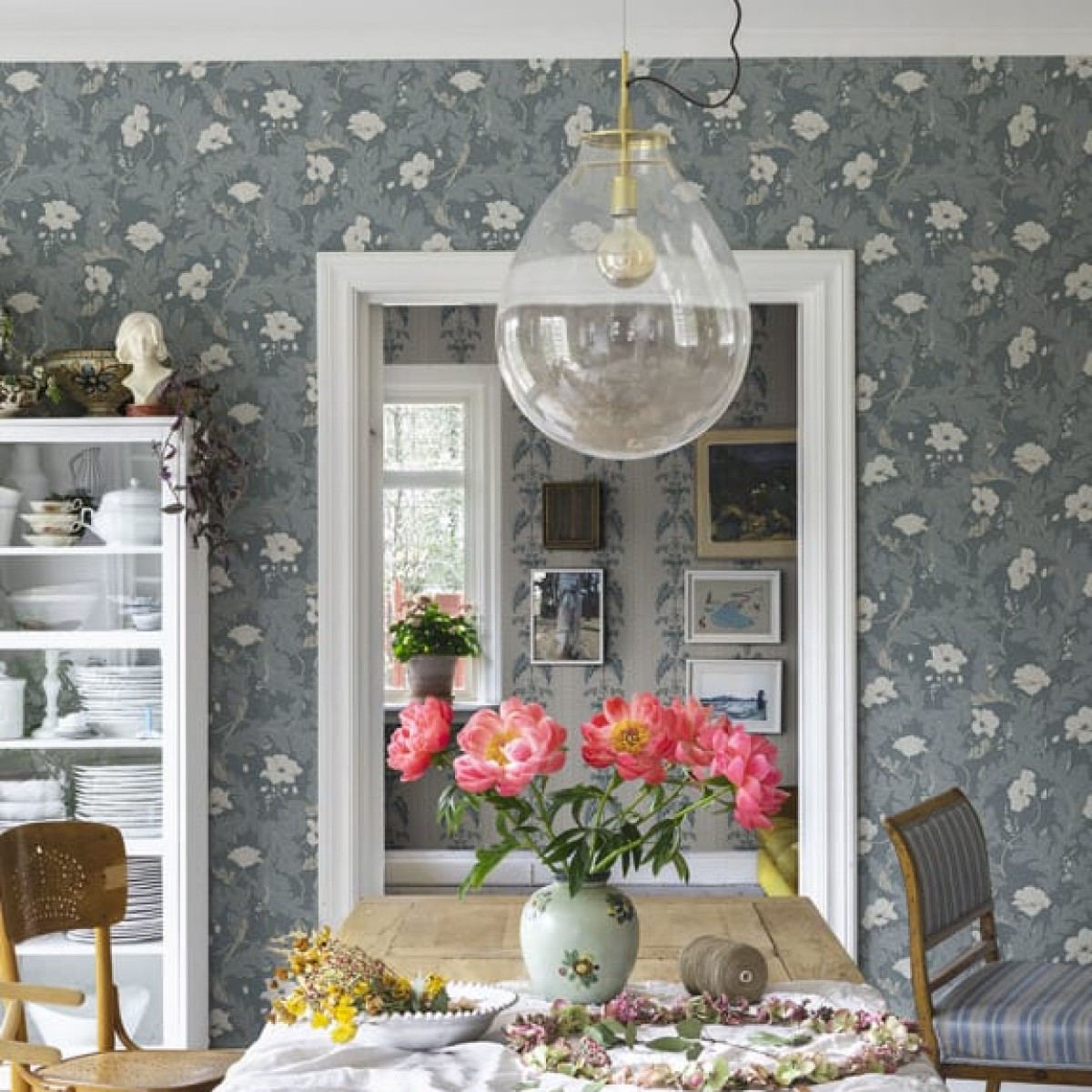 Tapet lavabil Emilie Petrol, Sandberg, 5.3mp / rola, Tapet living