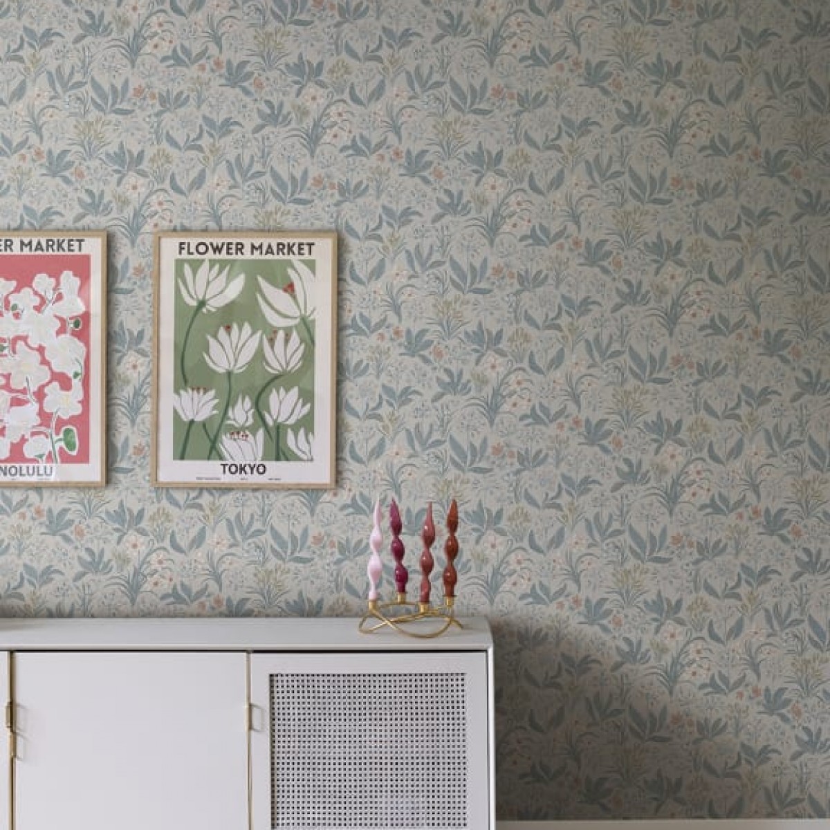 Tapet lavabil Huset i Solen Folklore Blue, Sandberg, 5.3mp / rola, Tapet living
