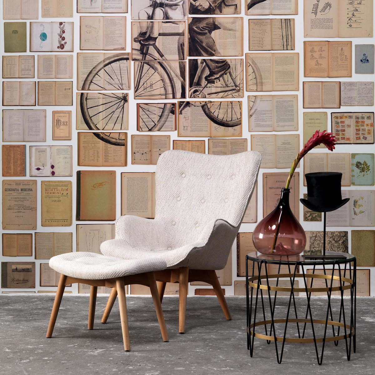 Tapet designer Biblioteca Man on Bicycle by Ekaterina Panikanova, NLXL, 4.8mp / model, Tapet Exclusivist