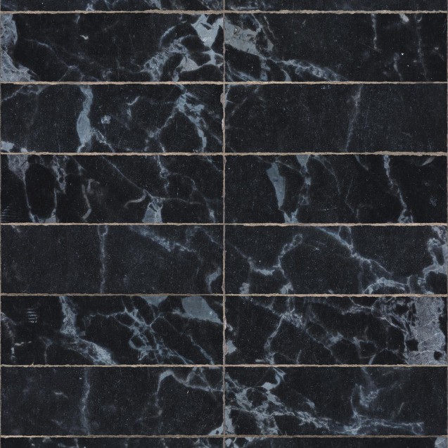 Tapet designer Materials Marble, Tiles 24.4x7.7cm, Black by Piet Hein Eek, NLXL, 4.9mp / rola
