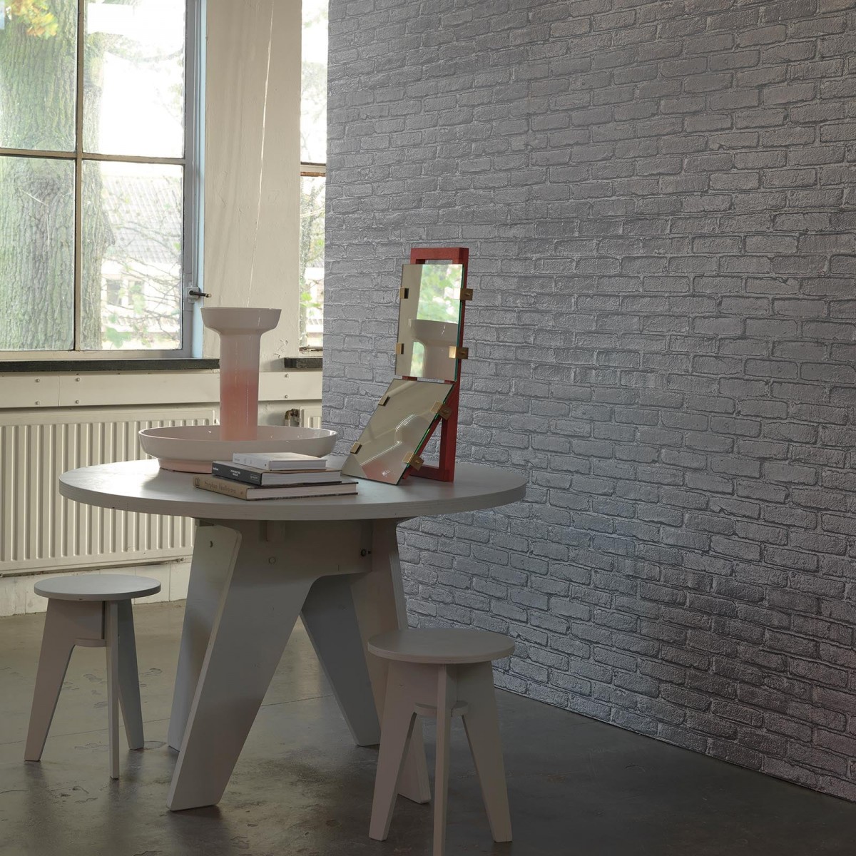Tapet designer Materials Brick, Silver Grey by Piet Hein Eek, NLXL, 4.9mp / rola, Tapet Exclusivist 